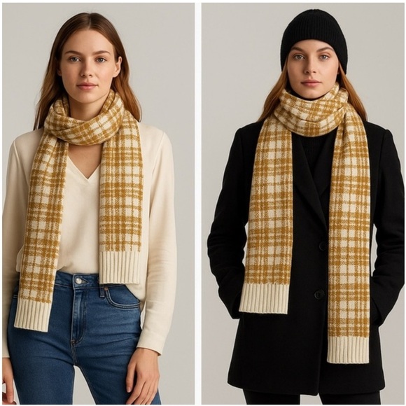 Timberland Accessories - Timberland Tan and White Plaid Scarf